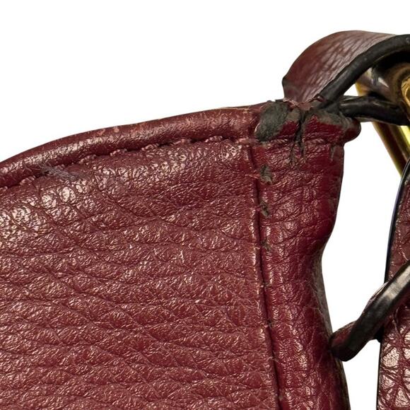 Giani Bernini Pebble Leather Burgundy Crossbody Shoulder Bag Purse Gold Tone - Picture 4 of 16